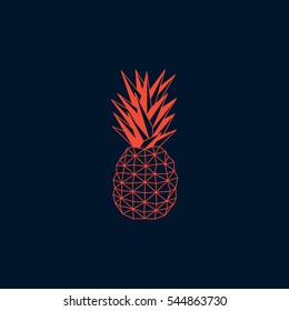 Orange pineapple origami vector design with dark blue background