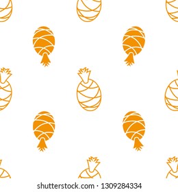 Orange pineapples on a white background. Seamless vector.