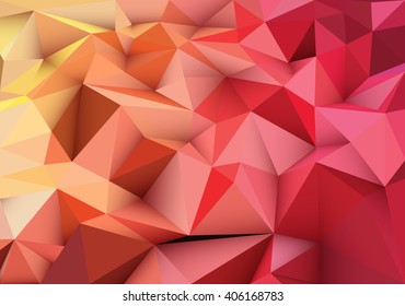 Orange and Pink abstract geometric, low poly style vector illustration graphic background