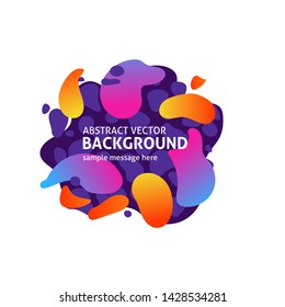 Orange and pink abstract graphic elements on dark blue pattern. Dynamical colored forms. Gradient banners with flowing liquid shapes. Template for logo, flyer or presentation. Vector illustration