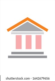 orange pink bank icon vector