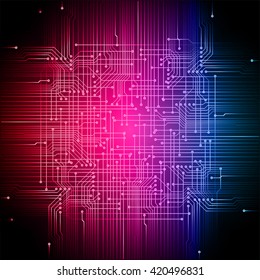 orange pink blue abstract vector background with high tech circuit board