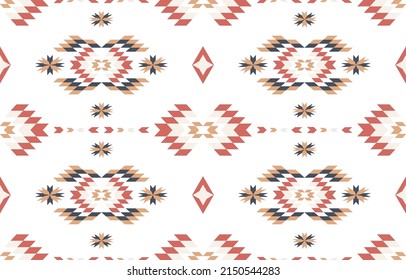 orange pink geometric Aztec style. Mosaic on the tile. African Moroccan pattern. Ethnic carpet. Majolica. Asian rug. Tribal vector ornament. Aztec geo pattern. Native design for fabric print. seamless