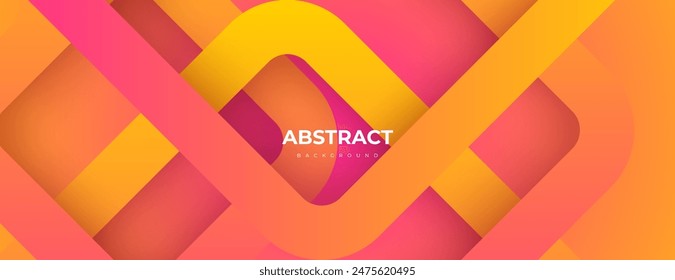 orange pink gradient background with overlapping papercut rounded shapes composition