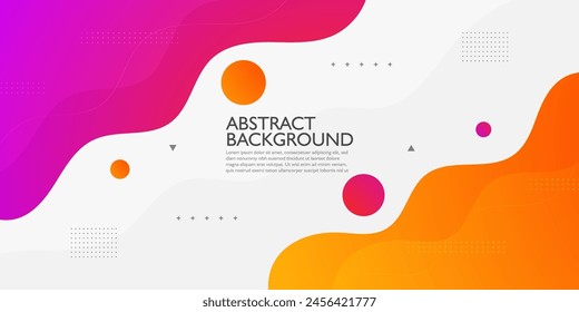 Diseño de Anuncio de negocios geométrico con degradado naranja y rosa. Diseño de Anuncio creativo con Formas de onda y líneas para la Plantilla. Diseño simple sobre Anuncio Horizontal blanco. Vector Eps10
