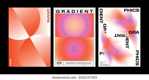 Orange and pink gradient graphics poster template mesh radial circle round simple modern concept fluid blur effect layout visual art use mobile annual cover brochure web banner