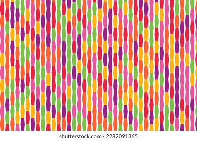 Orange, pink, green, red, and white geometric hexagon tile pattern. Vector background.