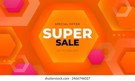 Orange and pink mega sale background vector illustration. Vector super sale template design. Big sales special offer. End of season party background