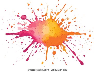 Orange and pink paint splattering, creating a vibrant and dynamic abstract design