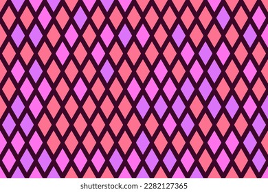 Orange, pink, purple, and red rhombus pattern. Vector background.