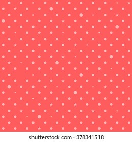 Orange Pink Red Star Polka Dots Background Vector Illustration