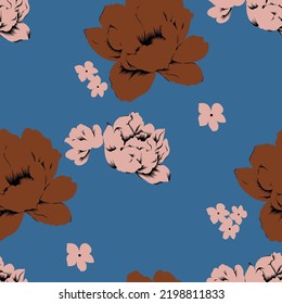 flores sin soldadura naranja y rosa con fondo azul