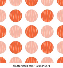 Orange and pink striped circles seamless pattern.