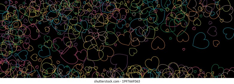 Orange Pink Violet Multicolor Neon Modern Design. Yellow Black Vector Transparent Hearts Style. Blue Purple Colorful Rainbow Ornamental Fabrics. Love Confetti Red Green Party Simple Romantic Pic.