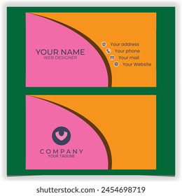 Orange pink wavy business card design template