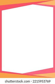 Orange, pink and white triangles color with stripe line shape. Suitable for social media post and web internet ads. Template layout. Frame, boarder for text, picture, advertisement. Empty space. 