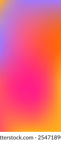 Orange, Pink, Yellow Vertical Neon Gradient Background. Vibrant Fluid Color Overlay for Mobile App. Vivid Neon Vertical Gradient Background. Holographic Trendy Overlay Design. 3D Fluid Color.