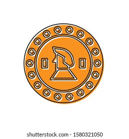 Orange Pirate coin icon isolated on white background.  Vector Illustration