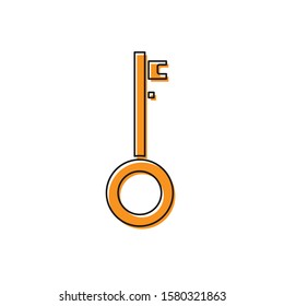 Orange Pirate key icon isolated on white background.  Vector Illustration