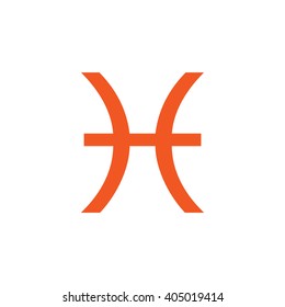 Orange Pisces zodiac sign. Astrology symbol vector illustration