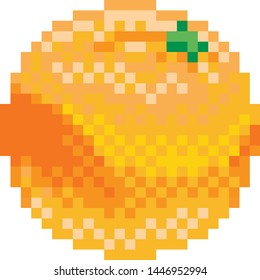 An orange pixel art 8 bit video game style fruit icon