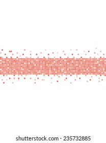 An orange pixel art style pattern over a white background