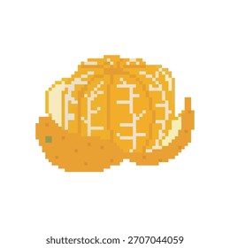 Arte de píxel naranja, Ilustración vectorial sobre fondo aislado.
