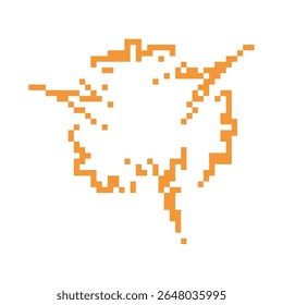 Icône orange pixel boom au look rétro, présentant un style 8 bits ludique, nostalgique et décoratif.
