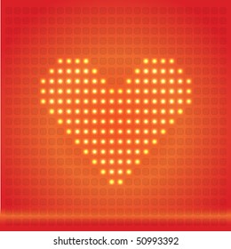 Orange pixel heart. Vector illustration.