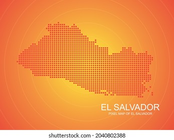 Mapa de píxel naranja de El Salvador sobre fondo naranja. Ilustración vectorial.