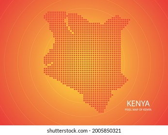 Mapa de píxeles naranja de Kenia sobre fondo naranja. Ilustración vectorial.