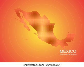 Orange pixel map of Libya on orange background. Vector illustration.