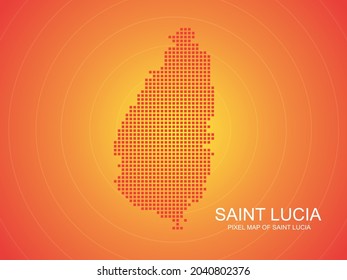 Mapa de píxeles naranja de Santa Lucía sobre fondo naranja. Ilustración vectorial.