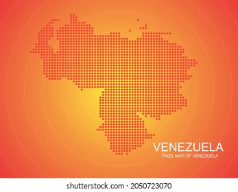 Orangefarbene Pixelkarte von Venezuela auf orangefarbenem Hintergrund. Vektorgrafik.