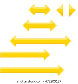 orange pixel style arrow collection. vector arrow set