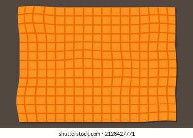 Orange place mat or tablecloth on the brown background. Vector illustration.