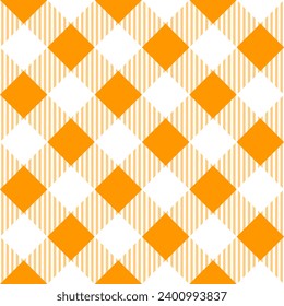 Orange plaid pattern with oblique line background. plaid pattern background. plaid background. Seamless pattern. for backdrop, decoration, gift wrapping, gingham tablecloth, blanket, tartan.