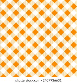 Orange plaid pattern with oblique line background. plaid pattern background. plaid background. Seamless pattern. for backdrop, decoration, gift wrapping, gingham tablecloth, blanket, tartan.