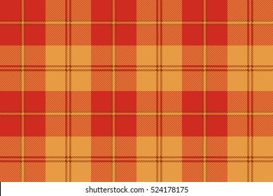 Orange plaid tartan fabric texture seamless pattern. Vector illustration. Flat design. No gradient. No transparent. EPS 10.