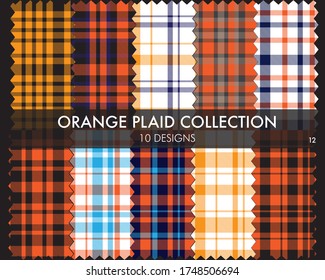 Orange Plaid tartan para la recolección de patrones sin soldadura incluye 10 diseños adecuados para textiles y gráficos de moda