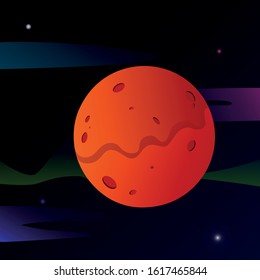 orange planet against the background of space stars and nebulae