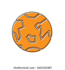 Orange Planet Earth icon isolated on white background.  Vector Illustration