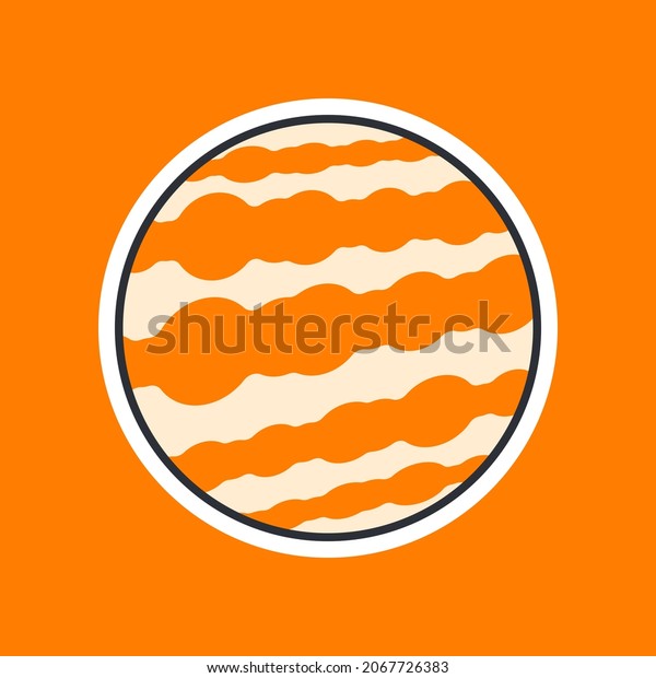 Orange planet isolated on color background.\
Vector Background. Suitable for web landing pages, icons, stickers\
and poster backgrounds.