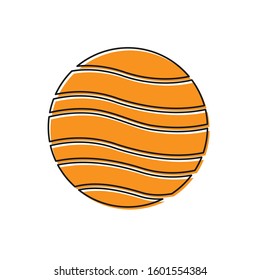 Orange Planet Jupiter icon isolated on white background.  Vector Illustration