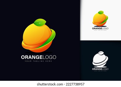 Orange planet logo design vector