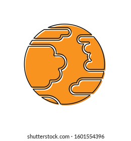 Orange Planet Mercury icon isolated on white background.  Vector Illustration