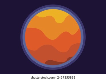 Orange planet on a dark blue background.