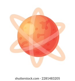 Orange Planet with Ring as Outer Space Vector Illustration