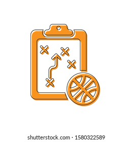 Orange Planning strategy concept icon isolated on white background. Basketball cup formation and tactic.  Vector Illustration