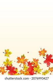 Orange Plant Background BeigeVector. Floral Canadian Template. Autumnal Isolated Foliage. October Leaves Frame.